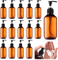 Uiifan 16 Pcs 8.5 oz Amber Foaming Soap Dispenser Refillable Foam Pump Bottle Liquid Plastic Container for Kitchen Bathroom Commercial Concentrated or Regular Shampoo Body Wash Dish Liquid Soap