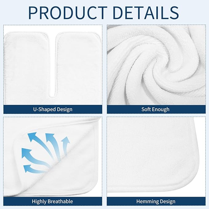 6 Pack Microfiber Facial Towels for Estheticians, U-Shaped Split Design Facials Mask, Wrap Soft Spa Cloth for Steam Massage, Barbers, Salons, Skin Care