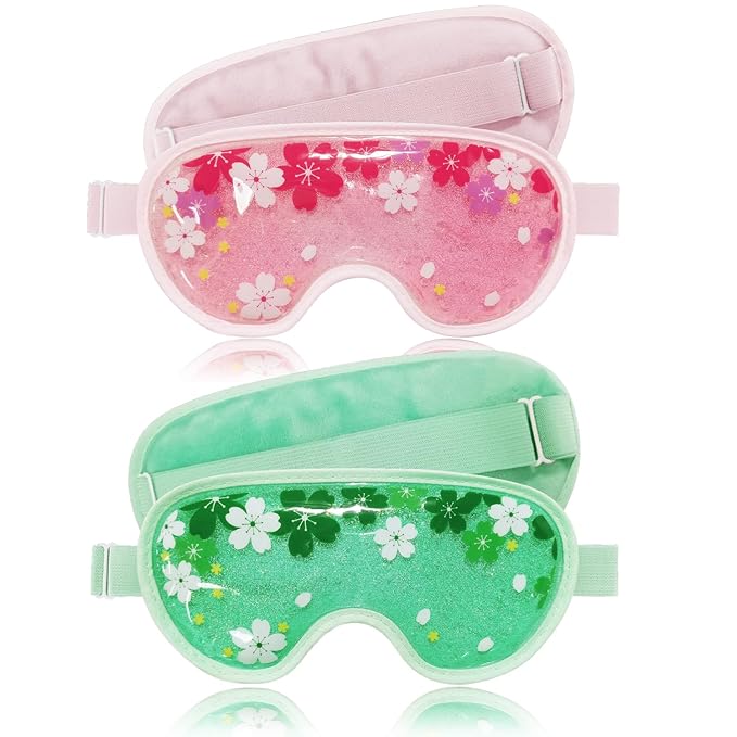 ZNÖCUETÖD Ice Eye Mask Cold Gel Cooling 2 Packs Reusable for Dark Circles and Puffiness, Cold Compress Eye Ice Pack for Dry Eyes, Migraine, Stress Relief Christmas Gift