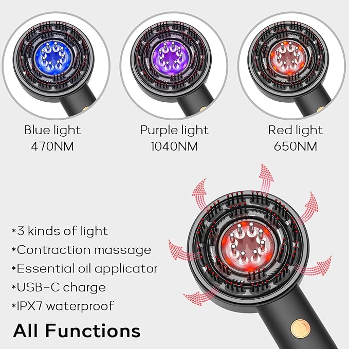 3-in-1 Hair Scalp Massager - Oil Applicator Scalp Care Brush, Portable for Men & Women, IPX6 Waterproof