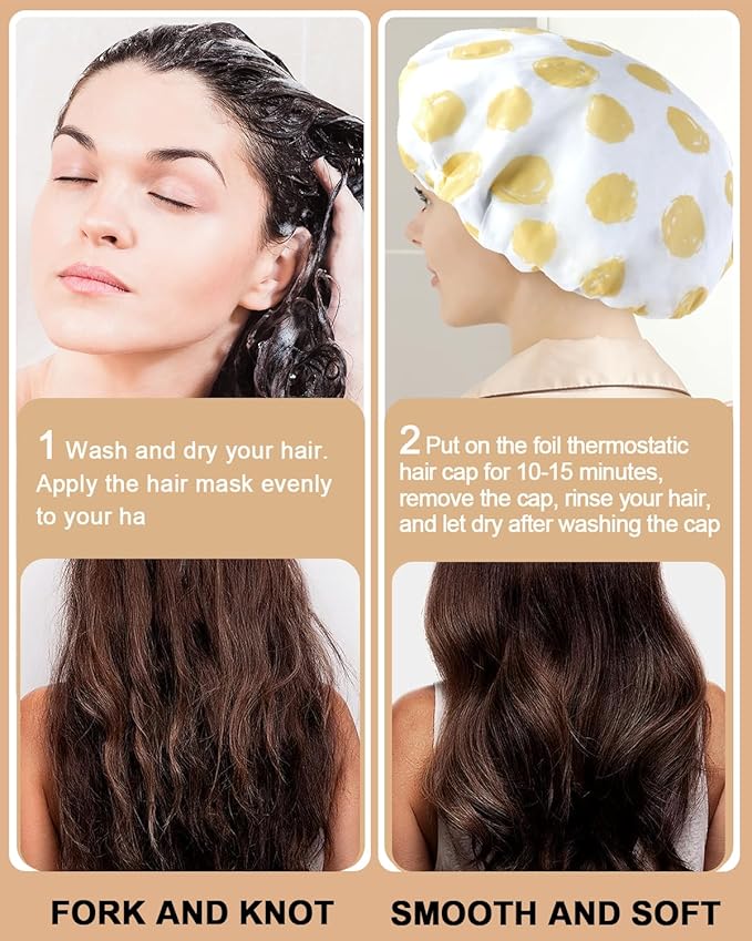 YIZIJIZI 2 Pieces Heat Cap for Deep Conditioning, Conditioning Cap Made of Aluminum Foil for Home and Salon Use, Hair Dyeing（Yellow, small）