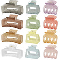 12 Pcs Hair Clips for Women 3 Styles Small Medium Large Claw Clips for Thin Thick Curly Hair, Strong Hold Hair Claw Clips, Stylish Plastic Hair Accessories Ideal Gifts for Women (Ice Cream)