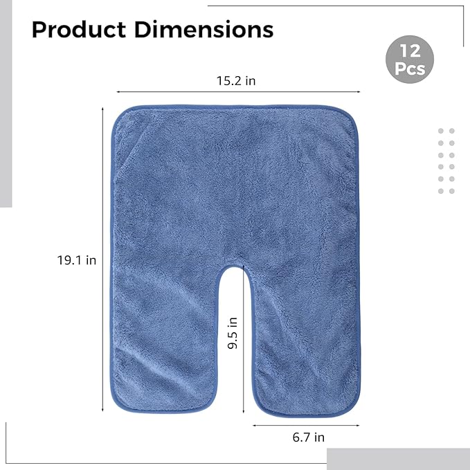DIMEGON 12 PCS U-Shaped Facial Towels, Split Design, Soft Esthetician Towel, Facial Stem Massage Cleansing Towel, Coral Fleece Face Cloth for Beauty Salons, Skin Care, SPA Centers
