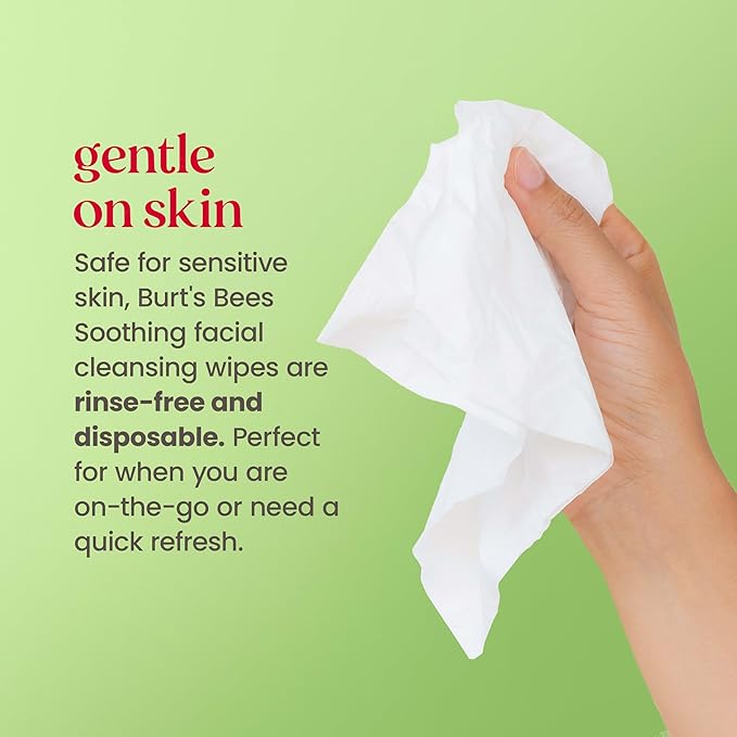 Burt's Bees Aloe Vera Face Wipes, for Sensitive Skin, Soothing Makeup Remover & Facial Cleansing Towelettes, 30 Ct. (18-Pack)