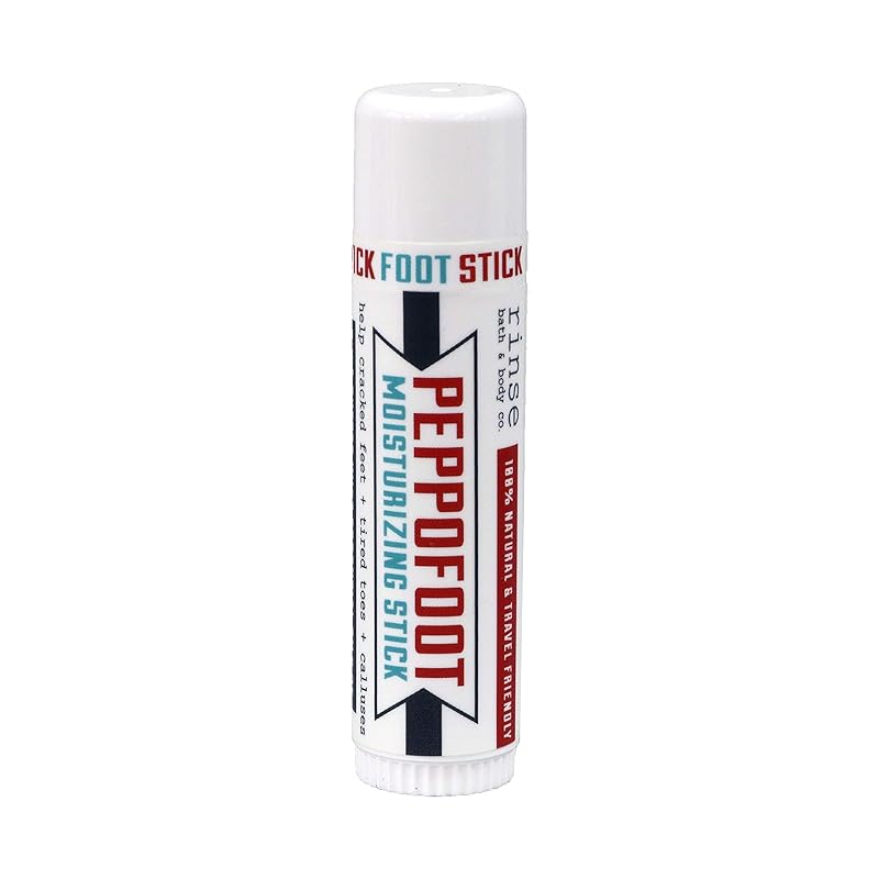 Rinse Bath & Body Peppofoot Heel Balm Stick - Handmade Foot Balm for Dry Cracked Feet with Peppermint & Tea Tree Oils | Foot Moisturizer | Travel Size | 0.65oz