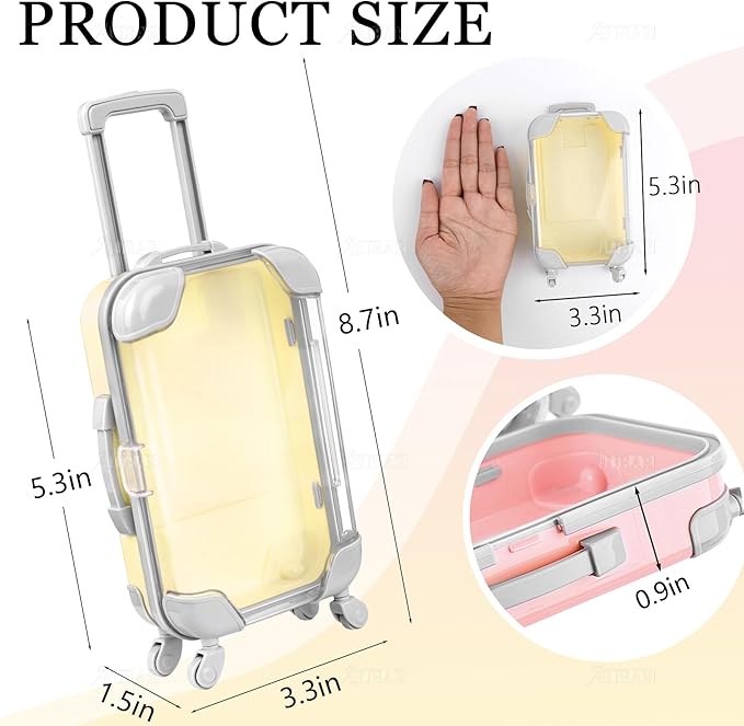 AUEAR, 2 Pack Mini Empty Luggage Storage Box Clear Suitcase Packaging Case
