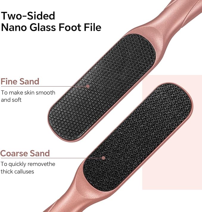Nano Glass Foot File, Foot Callus Remover, Double Sided Pedicure Tools for Feet, Dual Use of Dry and Wet, Professional Hygienic Foot Scrubber to Achieve Smooth, Silky Feet Instantly (Coral Red)
