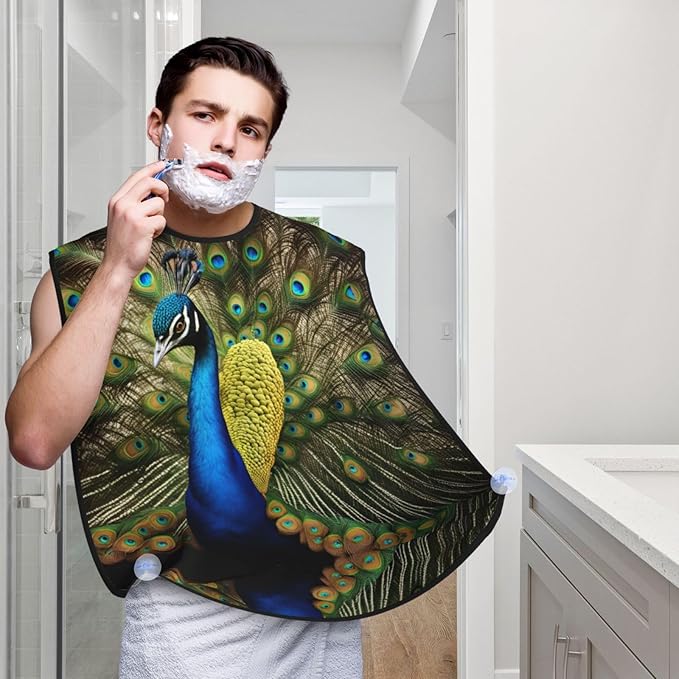 Black And White Marble Texture Print Beard Bib Shaving Apron, Beard Hair Trimming Cape Gift For Dad