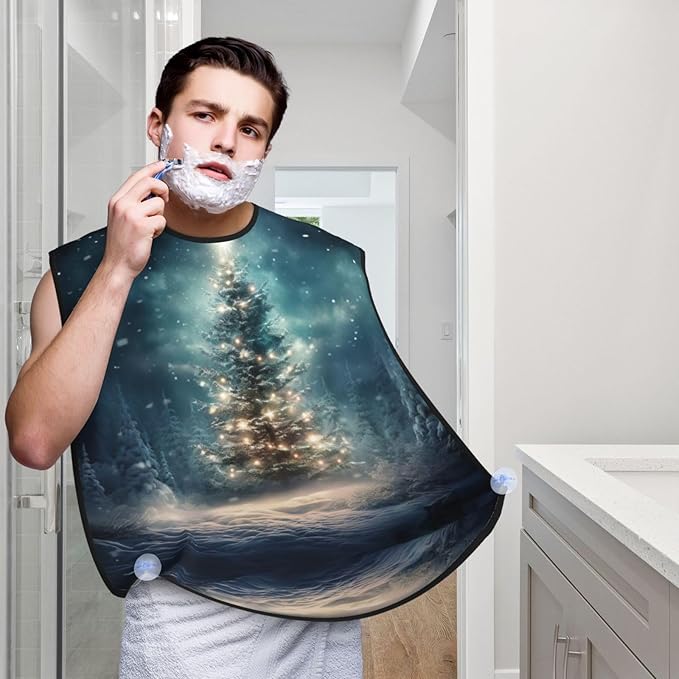 Fall Pumpkin Print Beard Bib Shaving Apron, Beard Hair Trimming Cape Gift For Dad