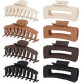 Mandydov Hair Clip, 8 Pcs Non-slip Matte Hair Claw Clips for Women, Strong Hold Clips for Thick Thin Hair, Large Size, Multicolor (Beige, Khaki, Brown, Black)