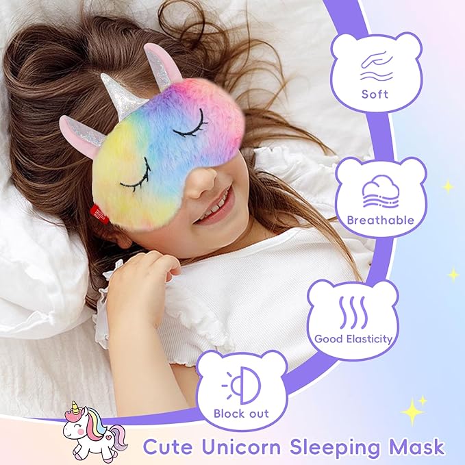 Cooling Eye Mask and Sleep Mask Cover Rainbow Birthday Cute Gifts Teens Women, Cold Warm Compress for Dry Eyes Spa at Home Travel Plush Blindfold Sleeping