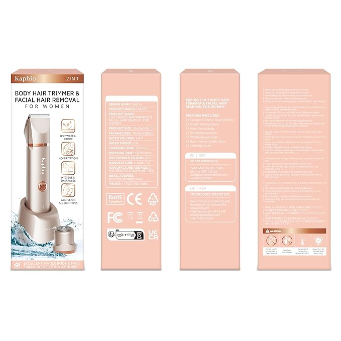 Bikini Trimmer for Women Pubic Hair: IPX7 Waterproof Electric Razors - Rechargeable Electric Body Shaver for Legs, Underarms, Bikini Line- Christmas Gifts for Women (Rose Gold)