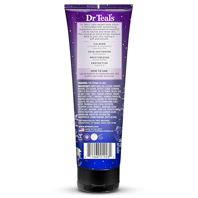 Dr Teal's Sleep Body Lotion, 24-Hour Moisture, with Melatonin, Lavender & Chamomile Essential Oils, 8 fl oz (Pack of 3)