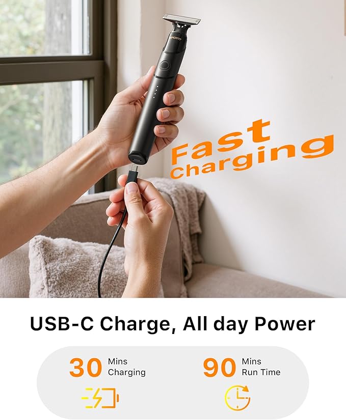 [2026 Upgraded Beard & Body Hair Trimmer for Men [All-in-One] USB-C Fast Charging, Groin & Ball Hair Painless Electric Shaver, Travel Razors, Waterproof Wet/Dry Groomer, Black(Lite)