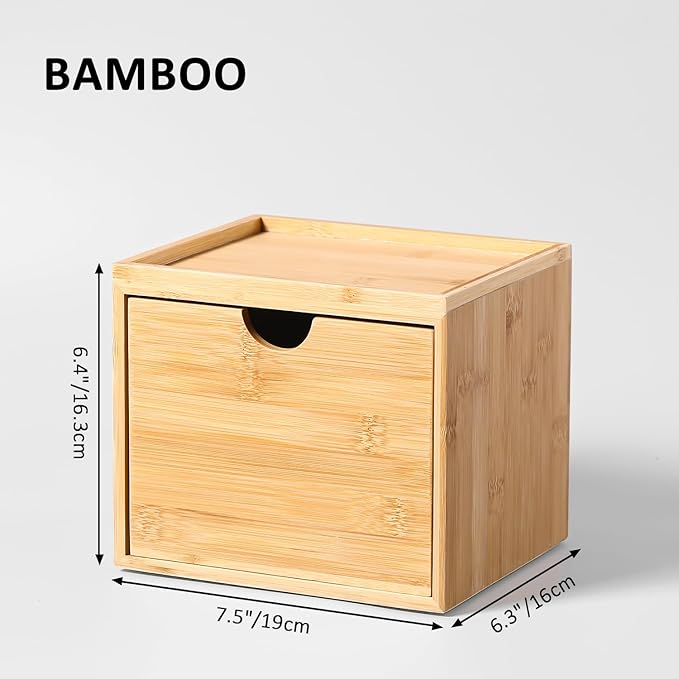 Bamboo Disposable Face Towel Holder Compatible with Clean Towel XL, Wooden Clean Towels Xl Container with Drawer, Facial Towels Storage Box for Bathroom Countertop