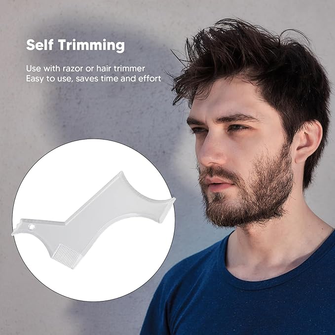 Beard Shaper, Professional Beard Shaping Tools with 4pcs Barber Pencil, Beard Template and Beard Brush, Beard Shape up Tool for Line Up & Edging, Gifts for Dad, Husband