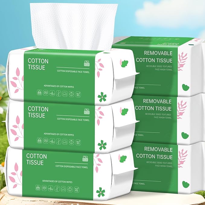 Disposable Face Towel, 600 Count Biodegradable Face Towels, for Washing Soft Cotton Dry Wipes Facial Cloths Towelettes for Washing and Drying