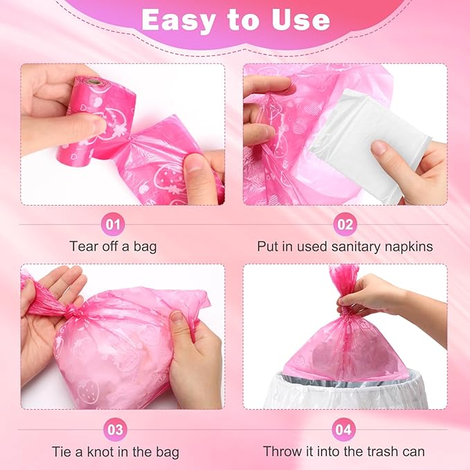 150Pcs Sanitary Napkin Disposal Bags, Luxiv Pink Disposable Sanitary Bag Personal Care Disposal for Tampons Trash Bag, Disposable Mini Bags for Women Privacy Handling Bag Diaper Sack (Pink+Purple)