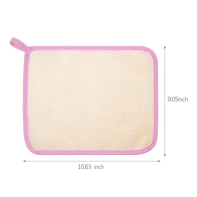 Tatuo 5 Pcs Exfoliating Face and Body Wash Cloths Towel Weave Bath Exfoliating Scrub Massage Bath Cloth for Women and Men, 10.63 x 9.05 Inch(Green, Orange, Pink, Purple, Red Edge)