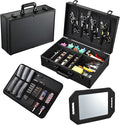 Barber Accessory Case with Mirror, Profesional Barbers Briefcase Tool Case, Barber Cases for Clippers and Supplies, Hair Scissors Trimmer Organizer, Salon Grooming Hard Travel Suitcase