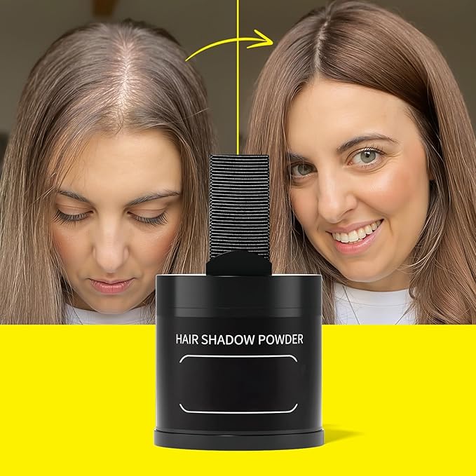 gowwim Root Touch up Powder, Instantly Gray Hair Cover up Hairline Powder for Women & Men Waterproof and Sweatproof Root Cover Up Long-Lasting for Thinning & Loss Hair (Medium Brown, 10g)