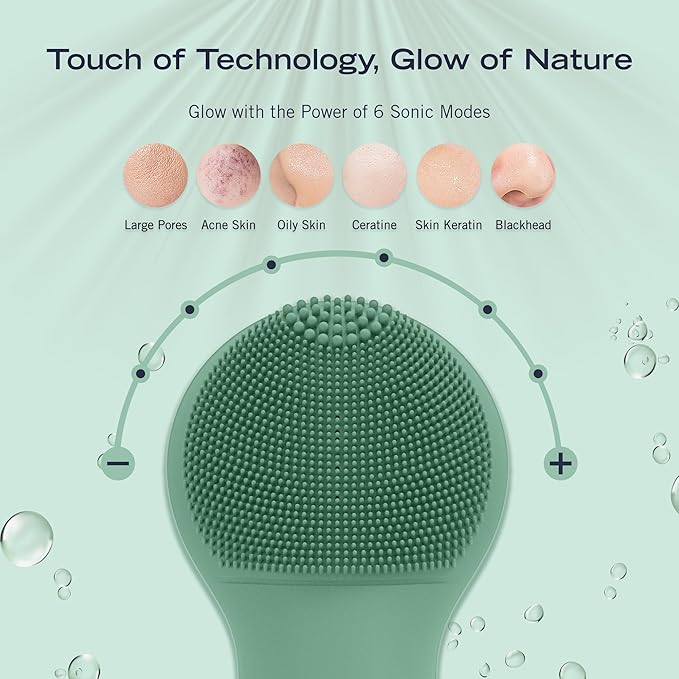 Nautica PC130 Sonic Facial Cleansing Brush Made with Ultra Hygienic Soft Silicone, Waterproof and Rechargeable Face Scrub Brush for Men & Women - (Pond)