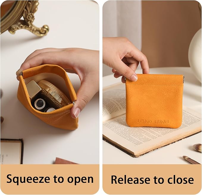 RIGHT AWAY 3 PCS Small Makeup Bag for Purse,Mini Cosmetic Organizer Make Up Bag for Women,Squeeze Coin Purse Pouch,Portable Tiny Makeup Pouches for Cosmetic Accessories,Lipstick, Jewelry, Card, Coins