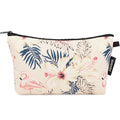 WANDF Cosmetic Bag for Women Makeup bag Organizer Mini Makeup Pouch for Purse Water Resistant Girls Gift (Beige Flamingo)