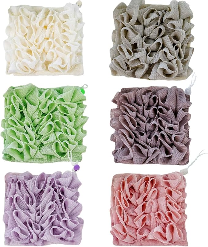 Bath Pouf Soap Holder Sponge Loofah Sponge for Smooth Skin Gentle Lathering Cleansing Shower Pouf with Soap Slot