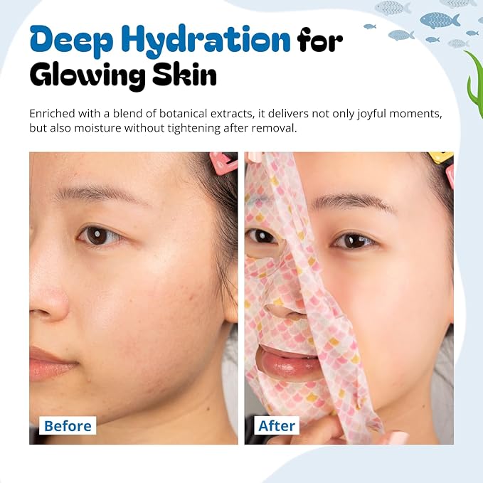 Epielle Character Face Mask Wave & Wild 6 Pack, Fun & Effective Korean Skin Care, Spa Party Favors, Easter Basket Stuffers, Birthday Gifts for Women, Self Care Gifts
