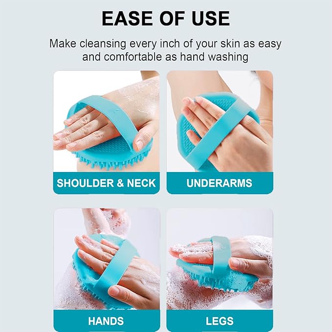 Silicone Body Scrubber for Shower Men Women, Exfoliating Body Scrubbers for Use in Shower, Silicone Body Brush for Showering, Charcoal, Easy to Clean - Body Brush Buffer Scrubber for All Skin Types
