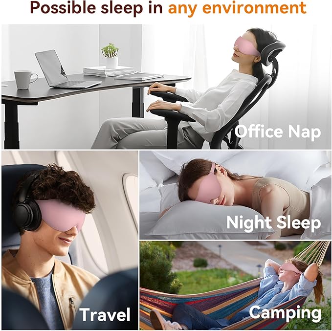 Sleep Mask, EVA BELLE Eye Mask for Men Women, Zero Pressure 3D Sleeping Mask, Cool Super Smooth Light Blocking Soft Eye Shade Cover Memory Foam, Lightweight for Home Travel Use