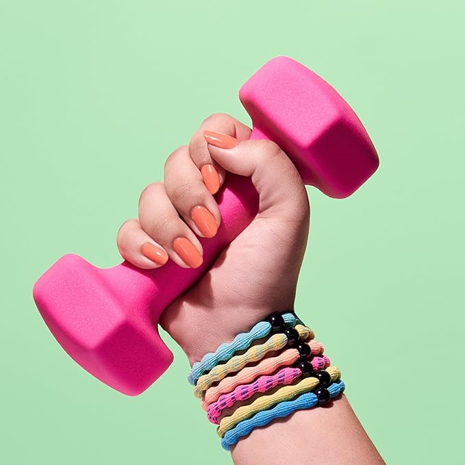 Goody Ouchless Forever Hair Elastics - 10 Ct, Assorted Neon, Damage-Free Bands, 3X Stronger Hair Ties, Retainable Shape, 16 Strand Inner Core, Hair Accessories for Women & Men, All Hair Types