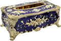 9.45"x5.43"x3.94" Luxurious Rose Tissue Box with Imitation Diamonds, Embossed Flowers, Elegant Tissue Paper Holders for Home Toilet Bath Hotel,Gold Transparent-Blue