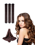 No Heat Curling Rod with Scarf, Velvet Hair Curlers to Sleep in Overnight Curls with Hook Blowout Rods Headband with Silk Scarf Curl Styling Kit for Long Medium Short Hair (3 coffee+Scarf, count)