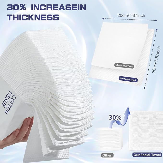 Disposable Face Towel, 400 Count Face Towels, for Washing Soft Cotton Dry Wipes Facial Cloths Towelettes for Washing and Drying, Facial Tissue for Cleansing, Skincare and Makeup Remover