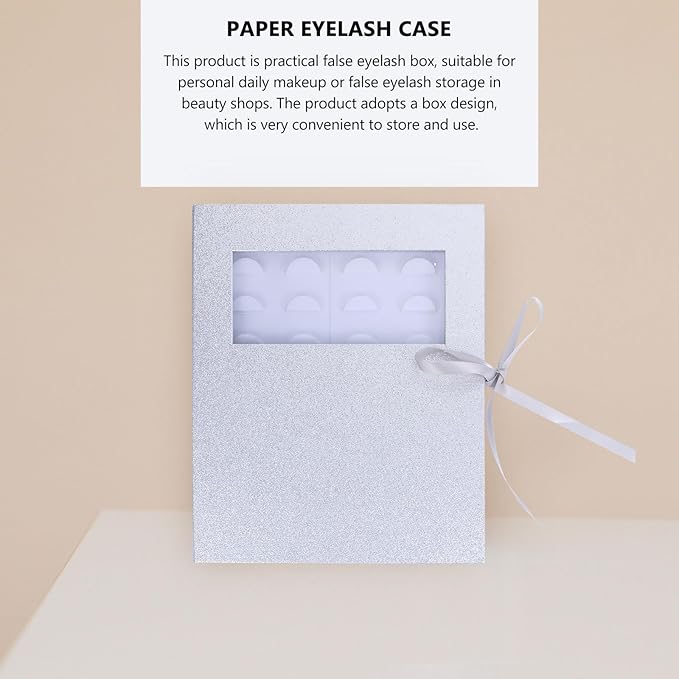 False Eyelash Storage Case with Tray 16-pair Empty Lash Organizer Silver Cosmetic Display Box for Eyelash Aftercare and Professional Makeup Use