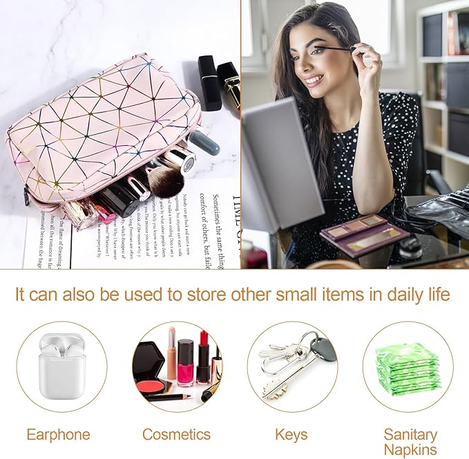 Period Bag for Girls Womens, Leather Sanitary Napkin Storage Bag, Portable Menstrual Pad Bag Period Pads Pouch, Small Make Up Bags(Colorful Pink)