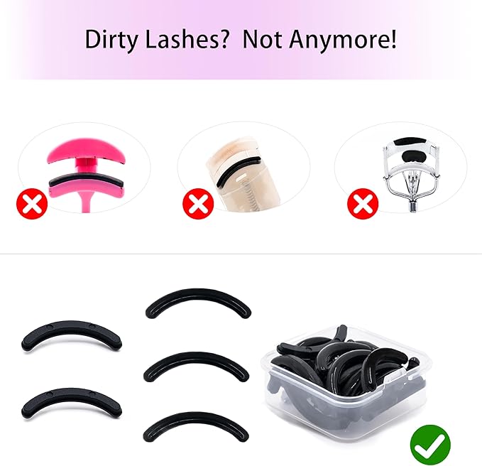 i-Laesh Eyelash Curler Refills - Premium Silicone Pads for Shiseido, Tweezerman & Universal Fit Curlers - 24PC, Ultra-Soft & Pinch-Free Curl