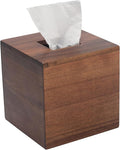Tissue Box Cover, Square Tissue Box Holder, Acacia Wood Facial Paper Holder for Bathroom, Bedroom, Dinner Table, Office (1 Pack, 5.7 x 5.7 x 5.7 inch)