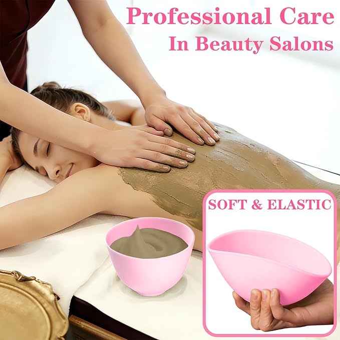 4Pcs Silicone Facial Mask Bowl DIY Face Mask Mixing Bowl for for Home Salon Spa Face Skin Applicator Bowl, Pink