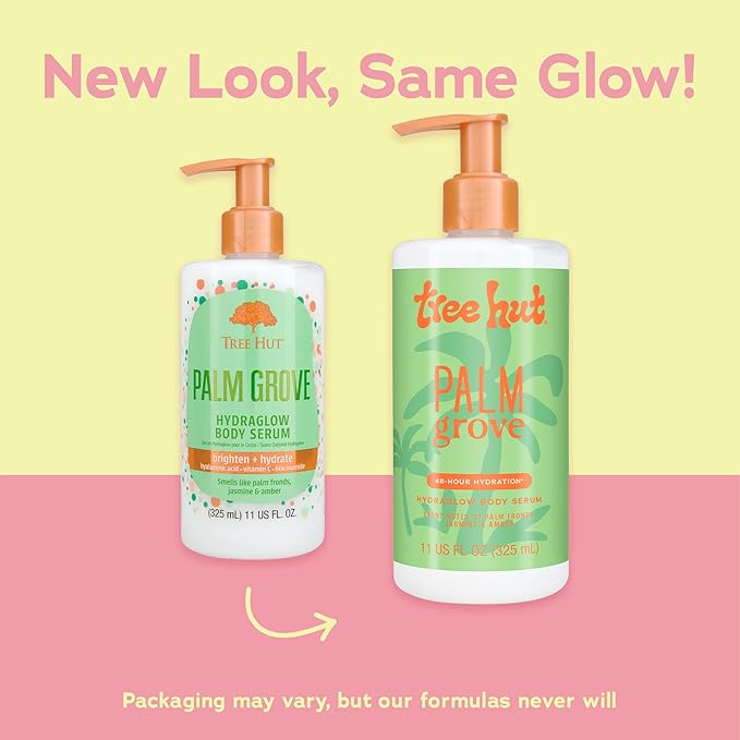 Tree Hut Palm Grove Hydraglow Body Serum, Brighten & Hydrate, with Hyaluronic Acid, Vitamin C & Niaciamide, 11 Oz.
