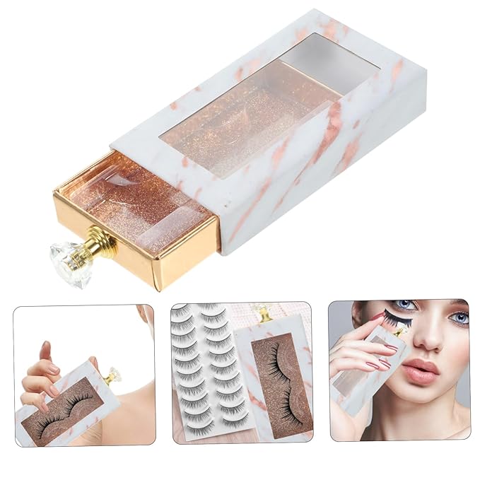 Beaupretty Rectangle Fake Lash Storage Box with Window and Handle 10-Piece Set Organizer for False Eyelashes for Makeup Artists and Eyelash Enthusiasts
