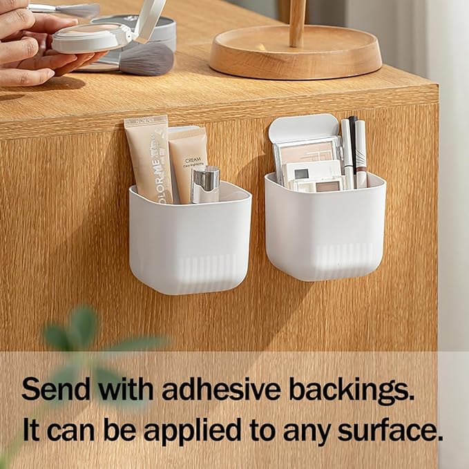 MORNITE 2 Pcs Magnetic Cup, Magnetic Locker Storage Pen Holder Organizer for Fridge Laundry, Basket for Board Desks, White