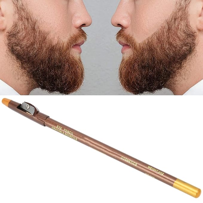 ANGGREK Beard Lineup Pen, White Hairline Pen Professional Beard Pencil Filler Household Beard Pencil Liner Shaping Styling Tool(Light Brown)