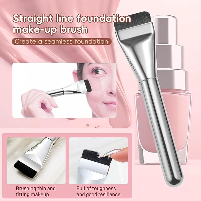 Makeup Mixing Palette with Foundation Brush and Makeup Spatula, Stainless Steel Makeup Palette Tray Mixer Nail Art Palette Mixing Tray