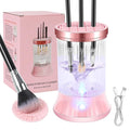 Electric Makeup Brush Cleaner Machine, Automatic USB Cosmetic Brushes Cleaner Tool Makeup Brush Cleaner for Makeup Sponges and Brushes, Washing and Drying Holder Combined(Pink)