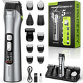 Beard Trimmer for Men, 15 Pieces Mens Grooming Kit, 5 in 1 Stainless Steel Blade Cordless Hair Clippers, 150-Min Long Runtime, IPX7 Waterproof, 3 Speeds Body Hair Trimmer for Nose, Ear, Face, Chest