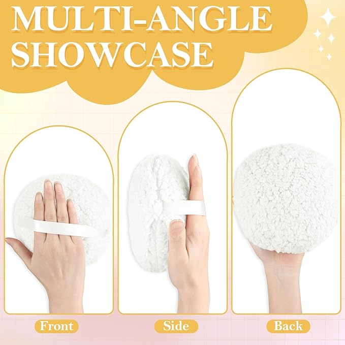 3 Pieces Extra Large Body Powder Puff and Container 6 Inch White Oversize Dust Powder Puff for Baby Women Dusting Powder
