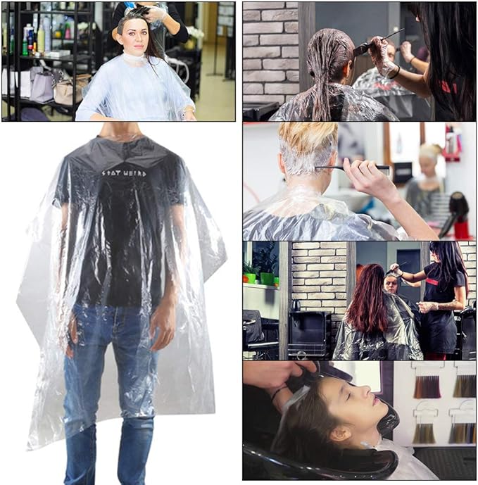 Disposable Capes, Hair Cutting Cape, 100 Pieces Disposable Capes Hair Salon,Capes for Hair Stylist,Plus Size Salon Cape for Barbers,Beauty Salon,Hair Dye,Perming,59 x 43.3 inch,Disposable Barber Cape